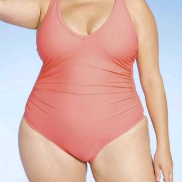 Kona Sol V-Neck Swimsuit PEACH 238216701 Size 20W - Picture 14 of 14